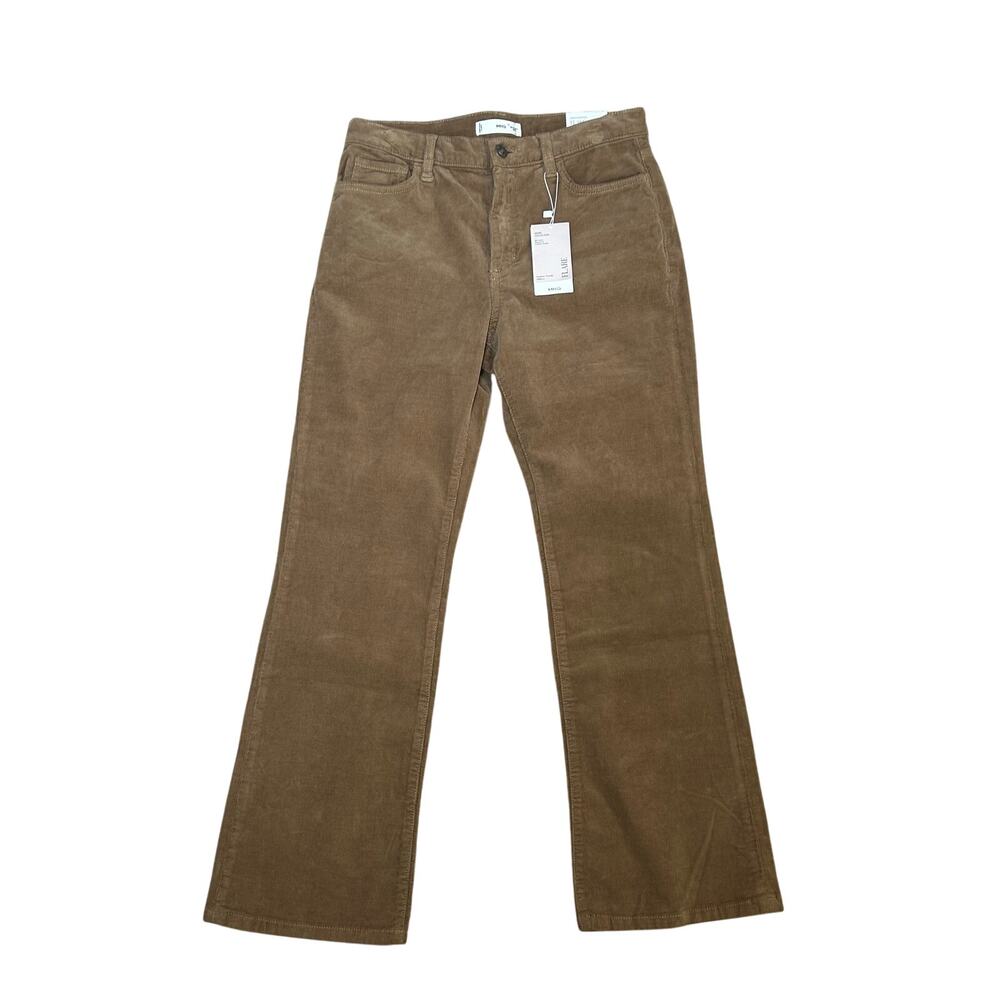 Mango women's NWT tan brown flare mid rise cropped corduroy jeans size US 6